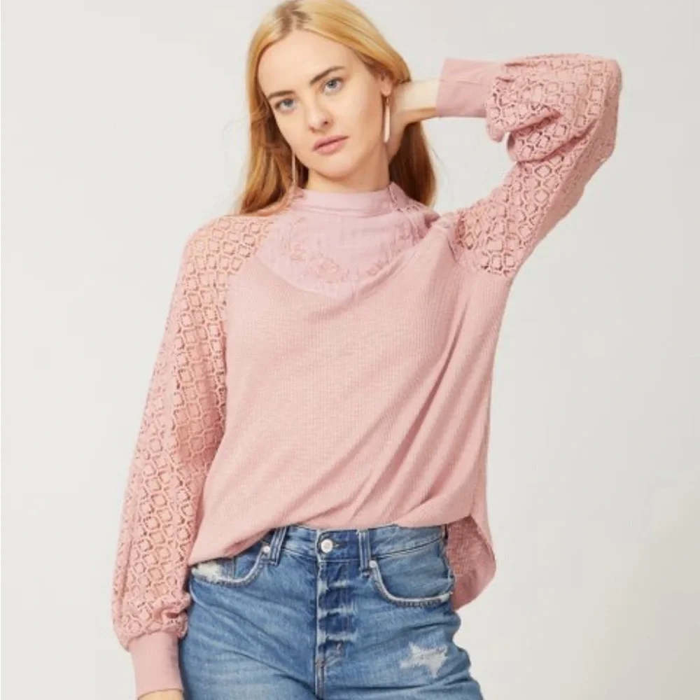 Free People Rose Sweetest Thing Thermal Top Size M
